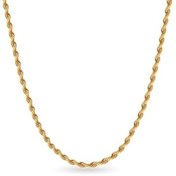 18k Real Gold Plated Rope Chain 2.5mm 5mm Stainless Steel Men Chain Necklace Women Chains 16 Inches  | Amazon (US)