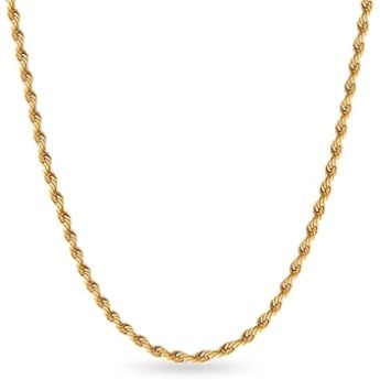 18k Real Gold Plated Rope Chain 2.5mm 5mm Stainless Steel Men Chain Necklace Women Chains 16 Inches  | Amazon (US)