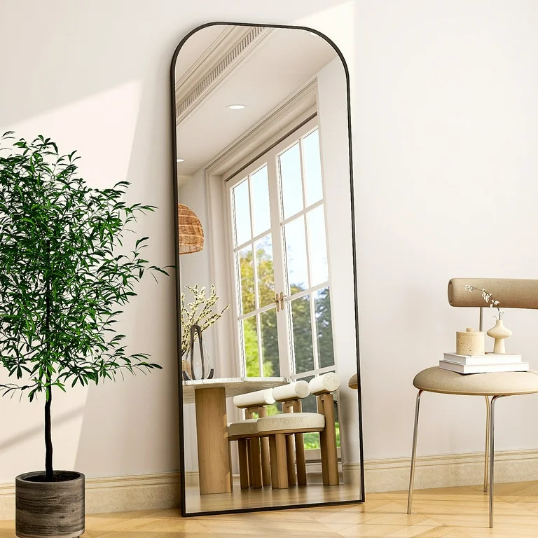 BEAUTYPEAK 27"x71" Rounded Top Full Length Mirror Floor Mirror,Black - Walmart.com | Walmart (US)