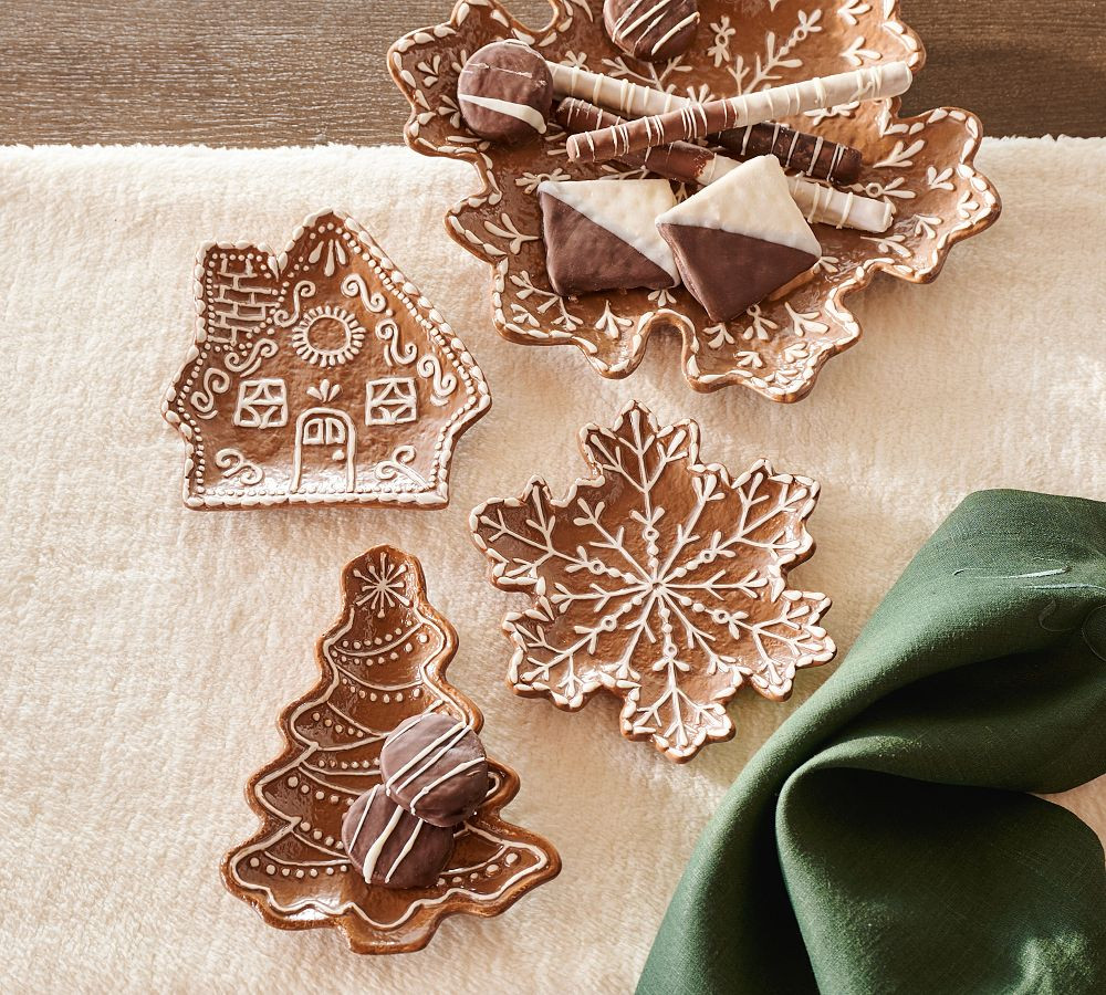 Gingerbread Tree Stoneware Appetizer Plates - Set of 4 | Pottery Barn (US)