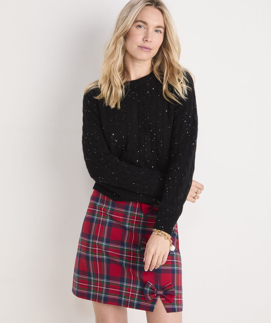 Sequin Cashmere Cable Crewneck Sweater | vineyard vines