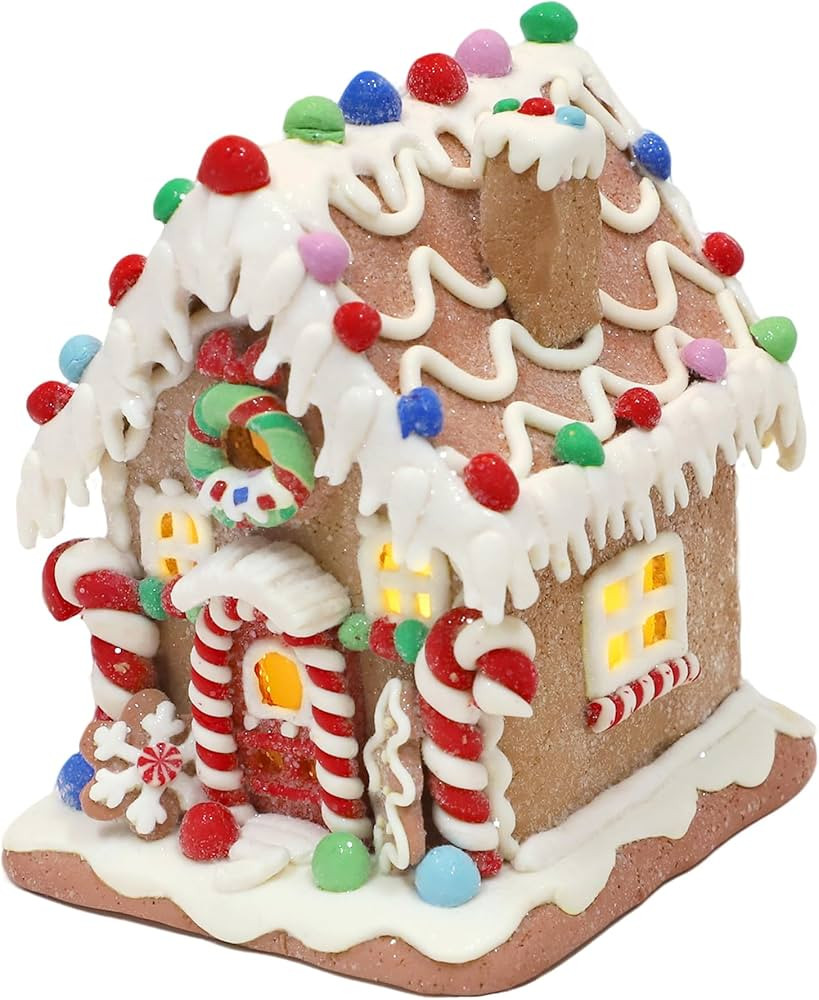 Gingerbread House Decoration, Battery-Operated Light-Up Gingerbread House, Classic Gingerbread Ch... | Amazon (US)