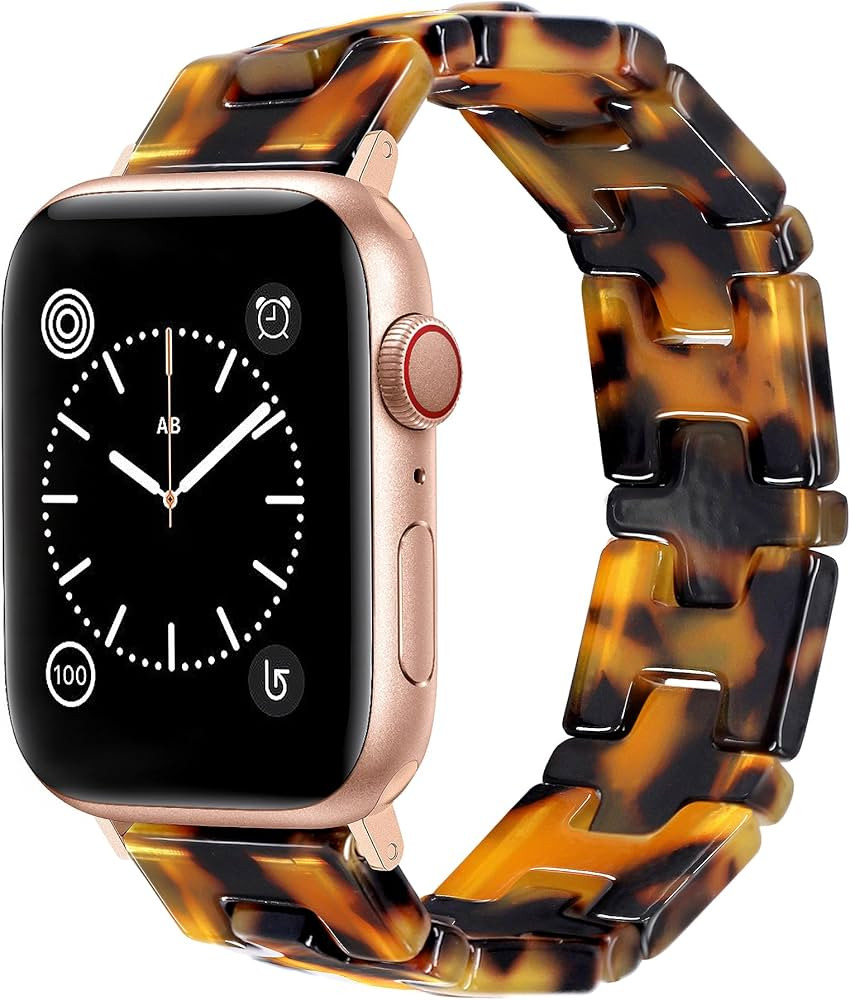 JR.DM Resin Stretchy Watch Band Women Compatible with Apple Watch Band 38mm 40mm 41mm Tortoise Sh... | Amazon (US)