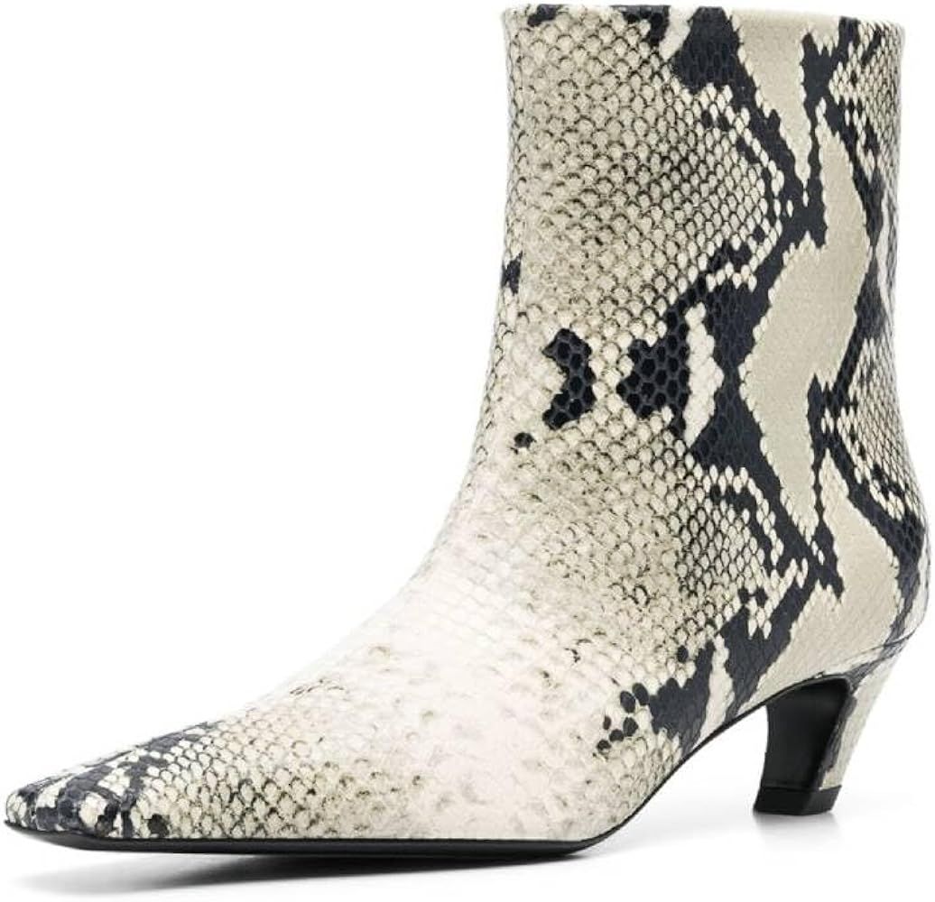 FSJ Women Square Toe Comfort Kitten Low Heel Ankle Boot Pull On Bootie Winter Faux Suede Dressy S... | Amazon (US)