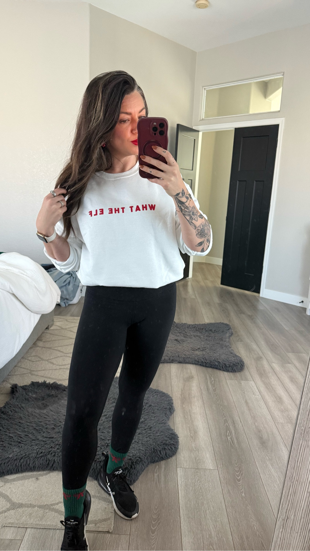 Feeling all the holiday vibes!
This “What the Elf” oversized sweatshirt is already roomy, so no need to size up. And how cute are these little gift-bow earrings?!


#LTKHoliday #LTKSeasonal #LTKGiftGuide