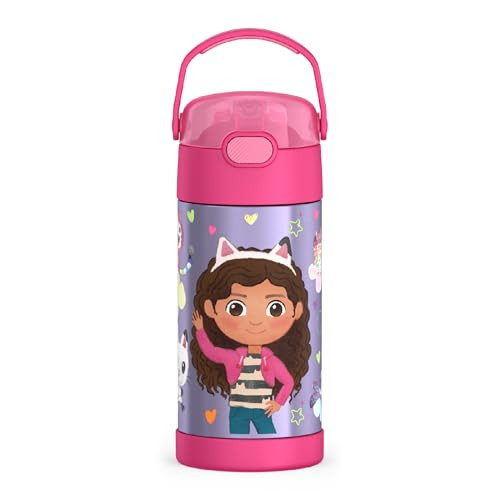 THERMOS FUNTAINER Water Bottle with Straw - 12 Ounce - Kids Stainless Steel Vacuum Insulated Water Bottle with Lid, Gabby’s Dollhouse | Amazon (US)