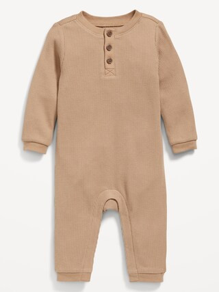 Long-Sleeve Thermal-Knit Henley One-Piece for Baby | Old Navy (US)