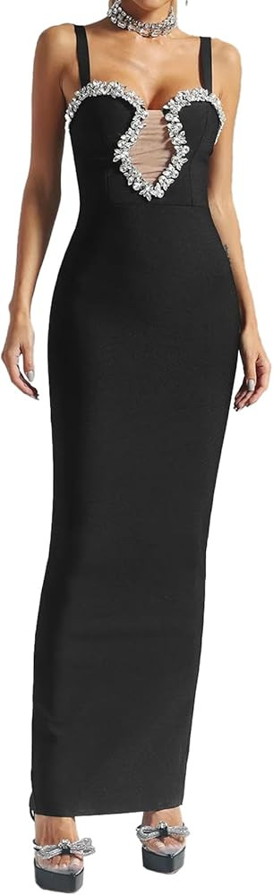 BELLA BARNETT Diamante Bandage Dress Trendy Sequin Dress Mesh Cocktail Dress Sleeveless Bodycon D... | Amazon (US)