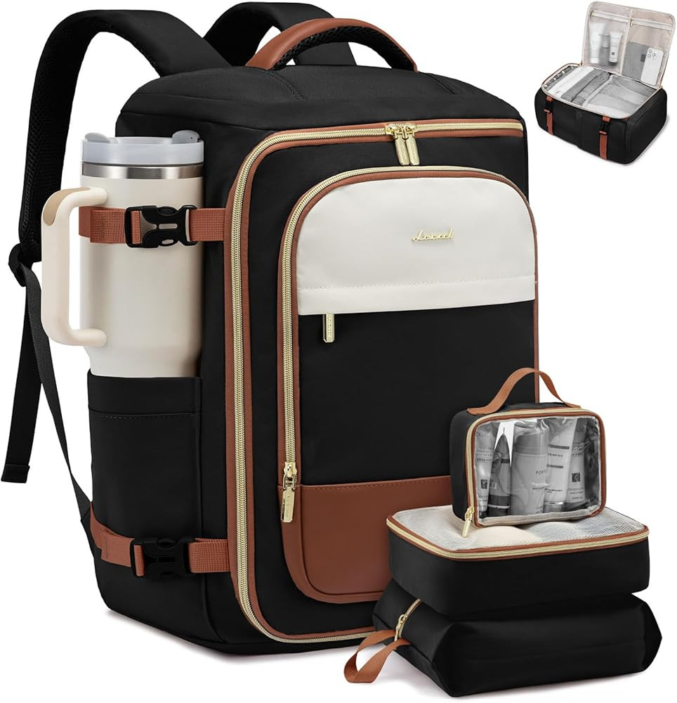 LOVEVOOK 40L Travel Backpack Carry on Flight Approved,Personal Item Bag with 3 Packing Cubes, Tra... | Amazon (US)