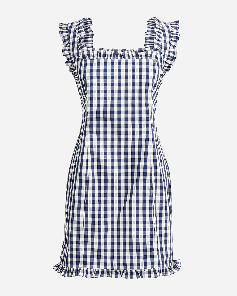 Ruffle-trim stretch cotton poplin mini dress in gingham | J. Crew US