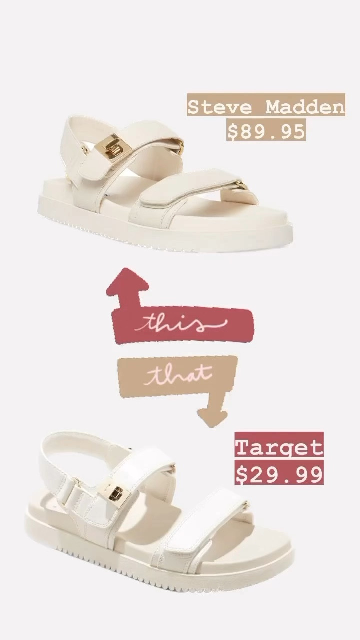 Target is totally spot on with their sandal dupes this summer!  These trendy platform sandals with a gold hook-and-loop closure are one of the hottest styles this summer!  Why pay more for the Steve Madden sandals when you can get them for literally a fraction of the price at Target!  I currently have the black AND off white pairs in my cart while they’re 20% off this week!

* Sandals - $23.99 after 20% off this week!

#target #targetrun #ontrend #sandals #affordable #affordablefashion #affordablestyle #reels #reelsinstagram #explorepage #explore #foryou #foryoupage #gold #obsessed #trendingreels #trending #chic #platform #ltkunder50 #shoesofinstagram #stevemadden #affordableluxury #sale #trendy

#LTKsalealert #LTKunder50 #LTKshoecrush