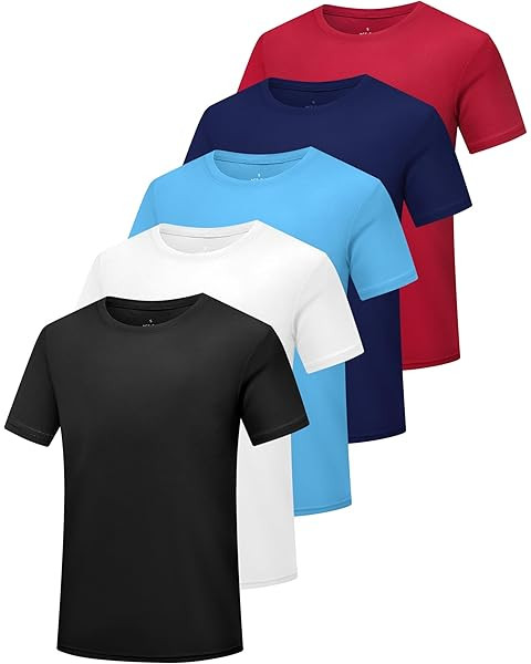Real Essentials 5 Pack: Youth Dry-Fit Wicking Active Athletic Performance Short Sleeve T-Shirt Bo... | Amazon (US)