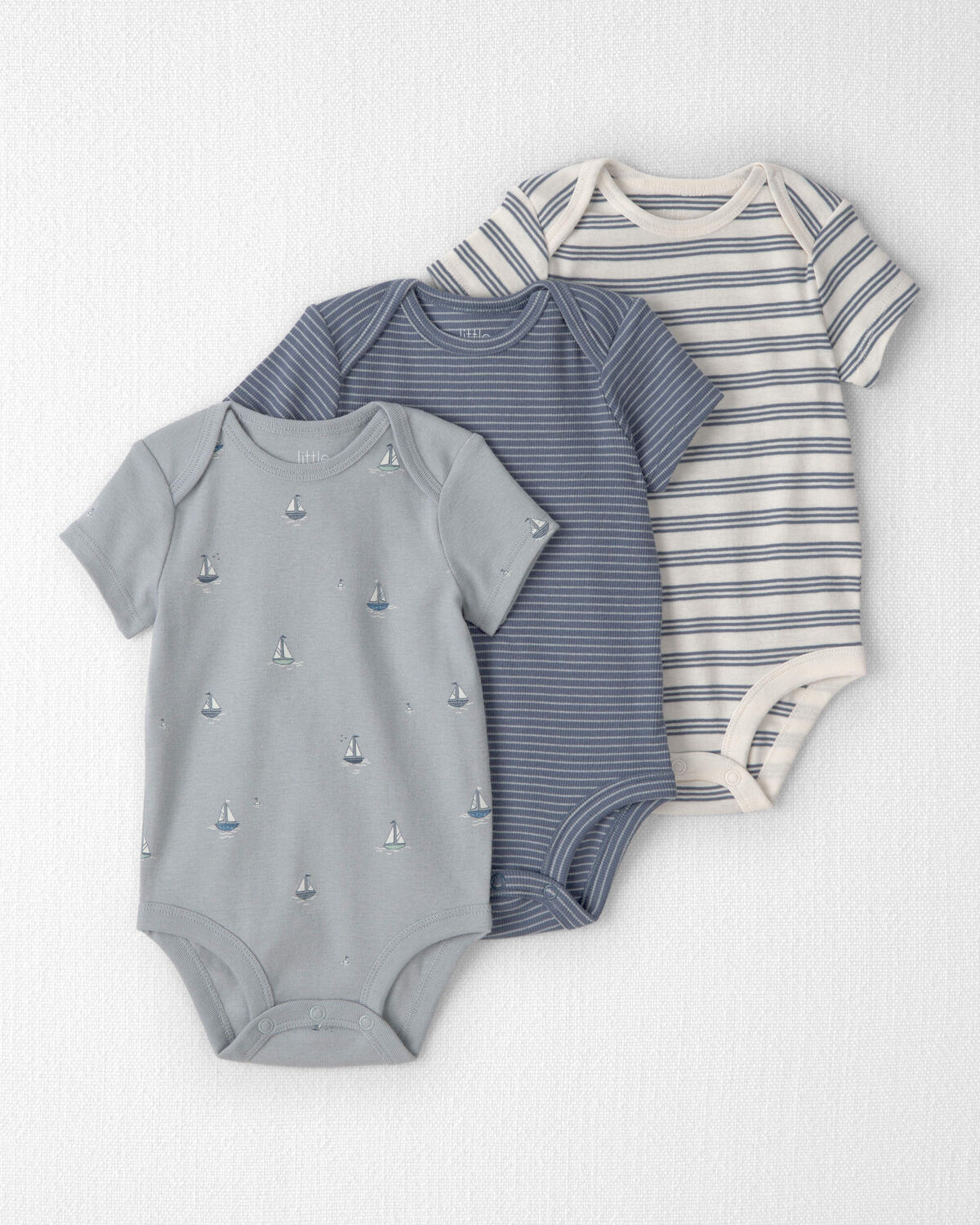Baby 3-Pack Organic Cotton Bodysuits in Sail Away Print | Carter's Inc