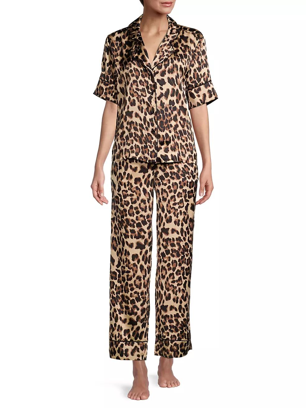 Bella Satin Leopard Print Pajama Set | Saks Fifth Avenue