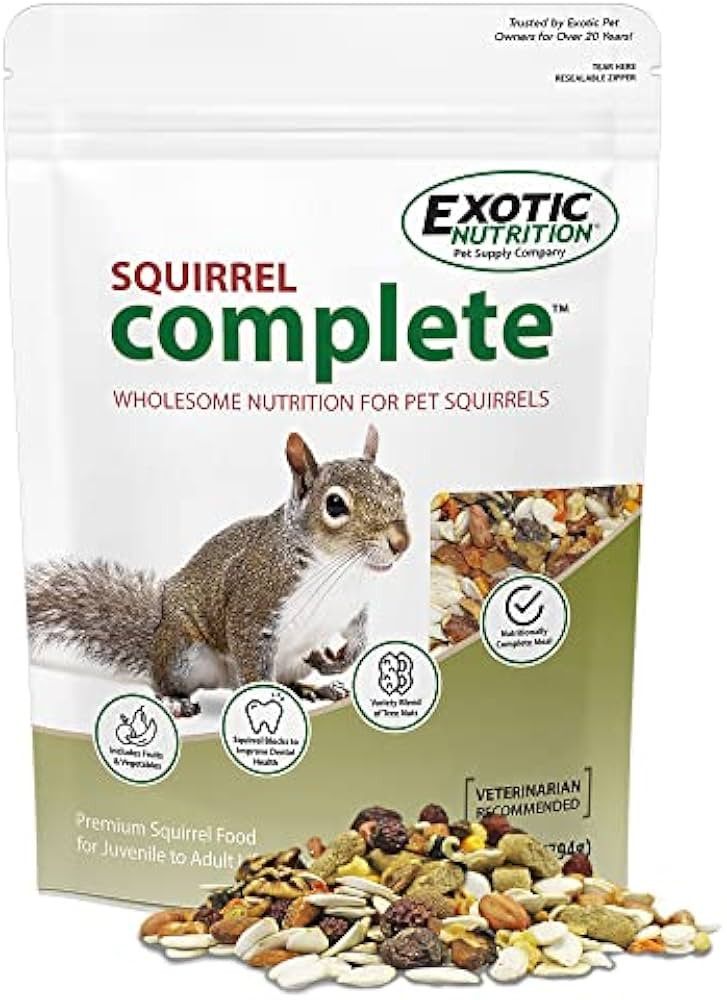 Exotic Nutrition Squirrel Complete (4 lb.) - Healthy Natural Food for Squirrels - Ground, Grey, a... | Amazon (US)