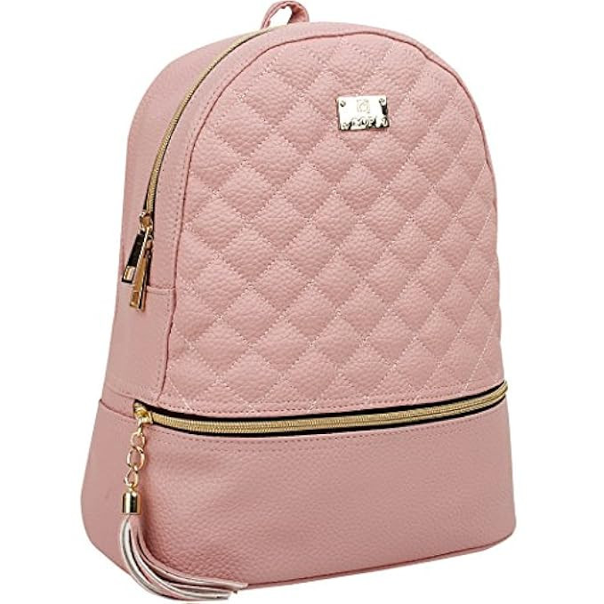 Copi Women's Simple Design Fashion Quilted Casual Backpacks Pink | Amazon (US)