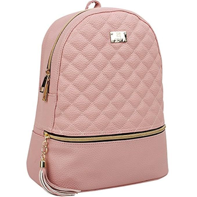 Copi Women's Simple Design Fashion Quilted Casual Backpacks Pink | Amazon (US)