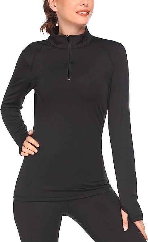 Pinspark Women's Long Sleeve Athletic Shirts 1/4 Zip Pullover Running Hiking Workout Yoga Tops wi... | Amazon (US)