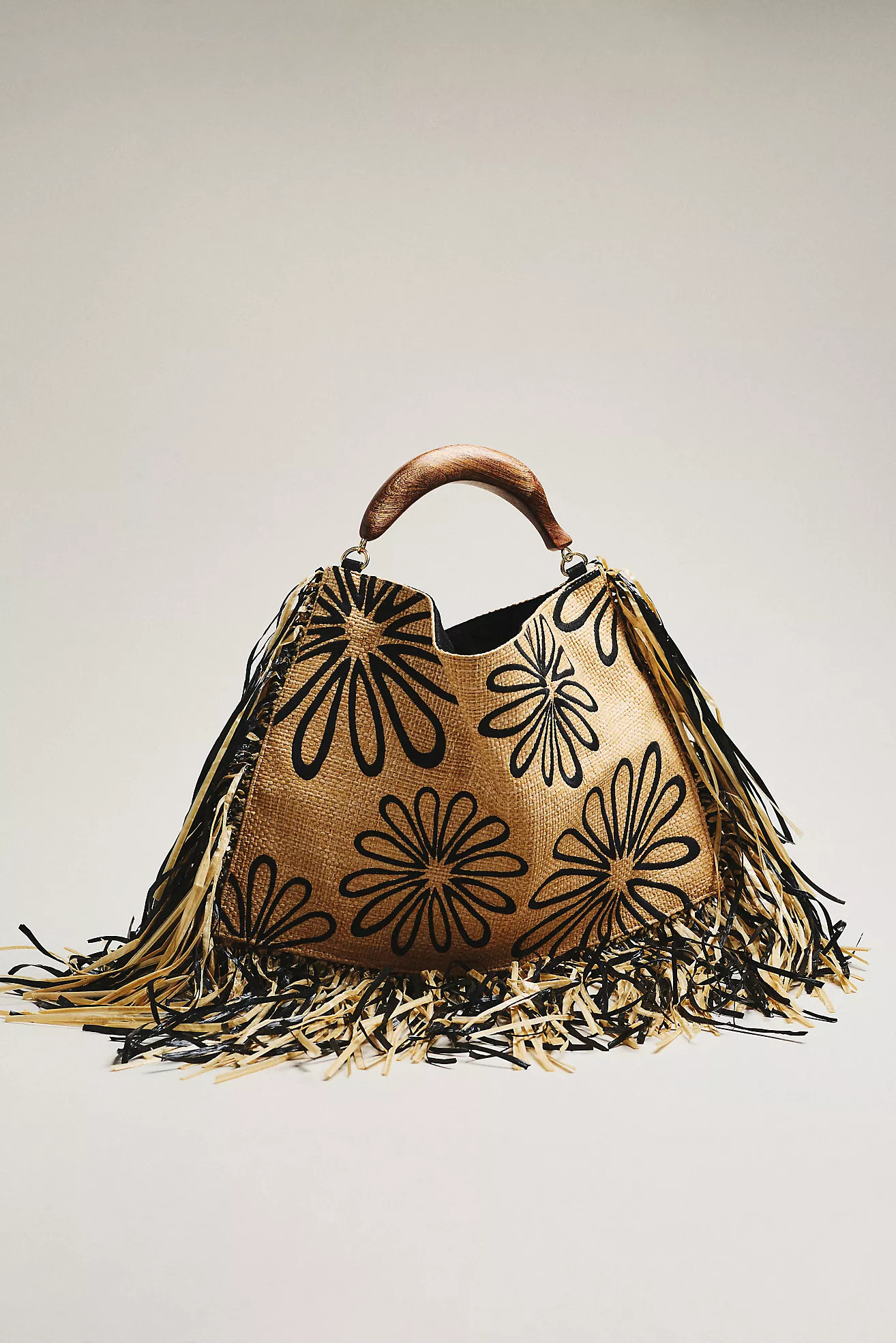 Farm Rio Fringed Raffia Mini Hand Bag | Anthropologie (US)