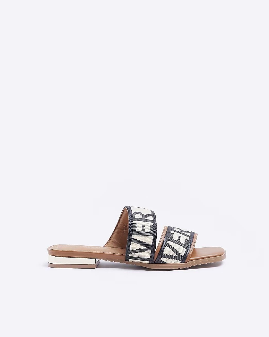 Beige RI monogram slides | River Island (UK & IE)