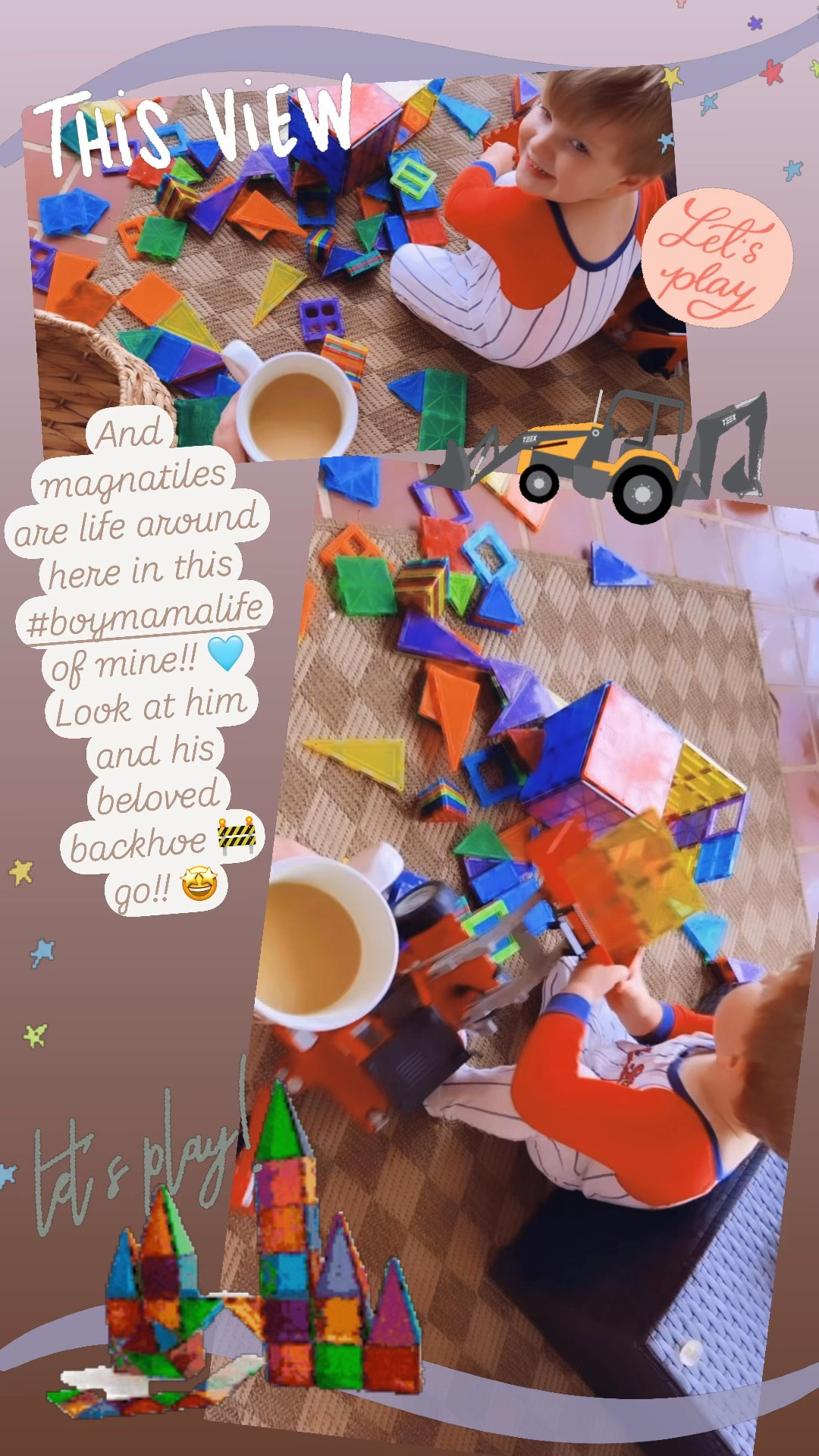 And magnatiles are life around here in this #boymamalife of mine!! 🩵 Look at him and his beloved backhoe 🚧 go!! 🤩

#LTKBaby #LTKFamily #LTKKids