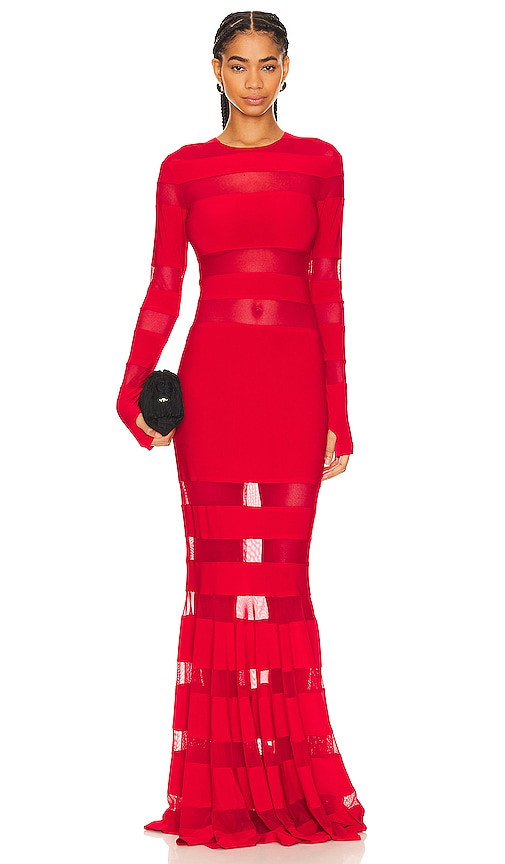 Norma Kamali x REVOLVE Spliced Dress Fishtail Gown in Red. - size XXS | Revolve Clothing (Global)