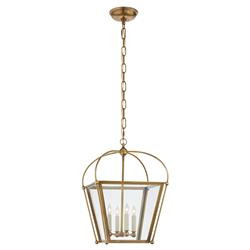 Visual Comfort Riverside Modern Antique Brass Metal Square Lantern - Small | Kathy Kuo Home