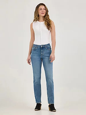 Women's Wrangler® High Rise True Straight Leg Jean in Ivy | Wrangler