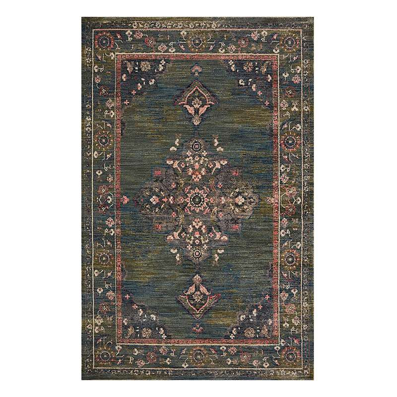 (A466) Jewel Green Medallion Area Rug, 5x8 | At Home
