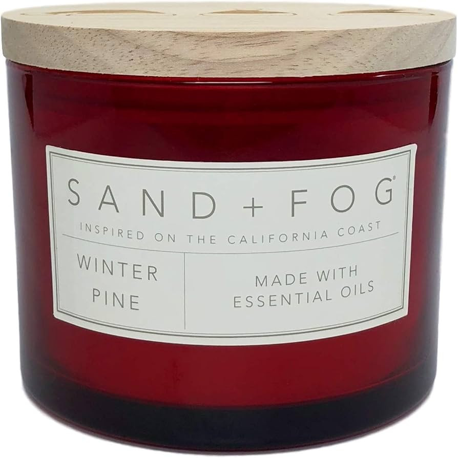 Sand and Fog Winter Pine Scented Candle with Wooden Lid | Amazon (US)