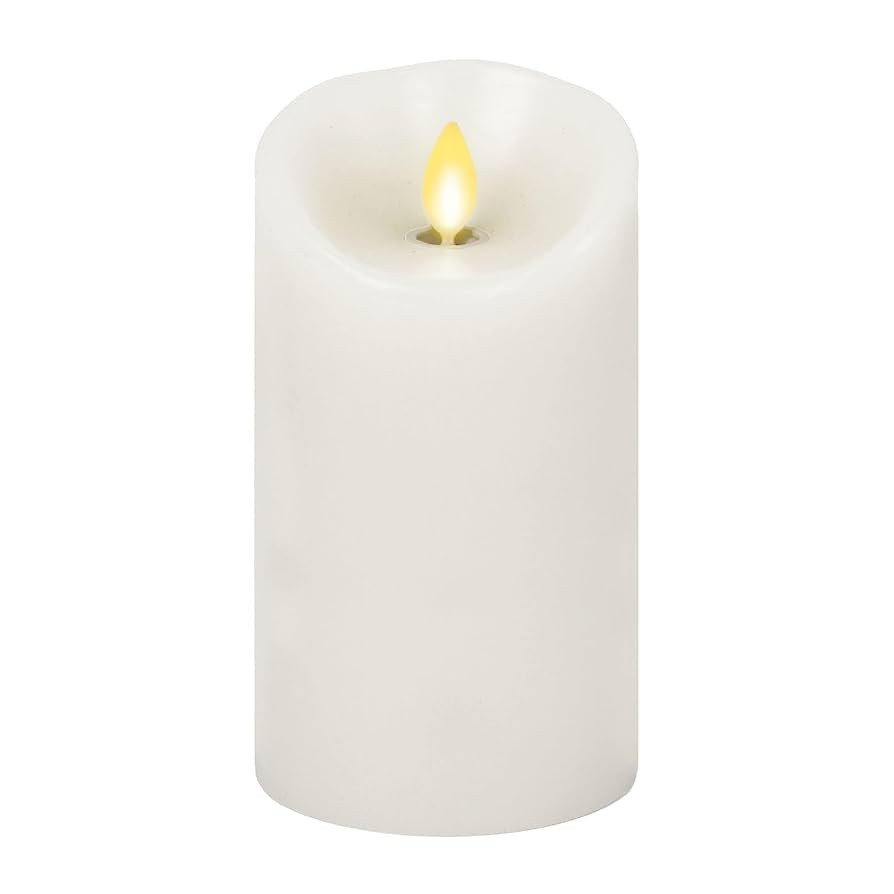 Luminara Flameless LED Pillar Candle w/Scalloped Edge, 3" x 6", White Real Flame Technology, Batt... | Amazon (US)