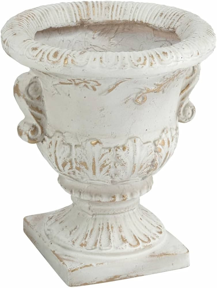 Urn Planter, Small Floral Pedestal Flower Pot White Plant Stand, Indoor & Outdoor Vase for Weddin... | Amazon (US)