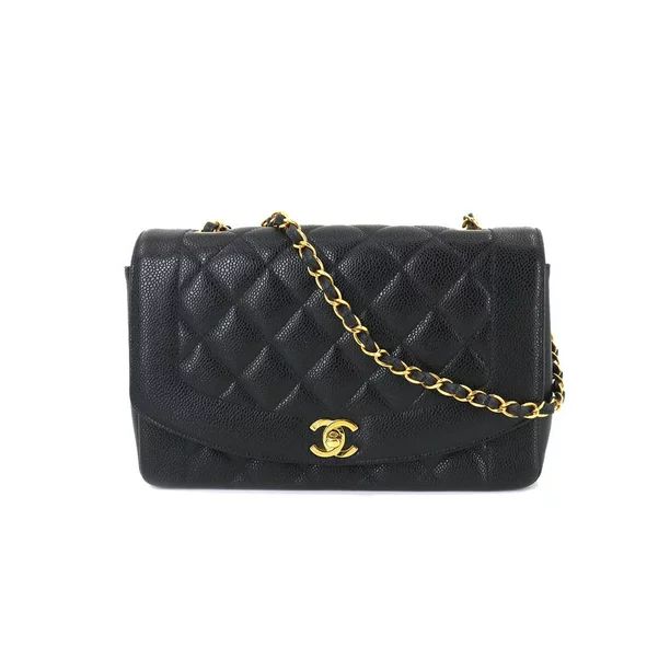 Authenticated Used Chanel CHANEL Diana matelasse chain shoulder bag caviar skin black A01165 vint... | Walmart (US)
