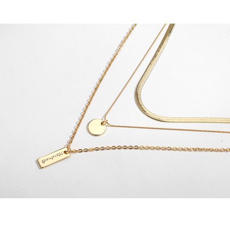 Bohemia Layered Necklace, Bar Coin Charm Pendant Necklace Delicate Station Chain Multilayer Disc Bar | Walmart (US)