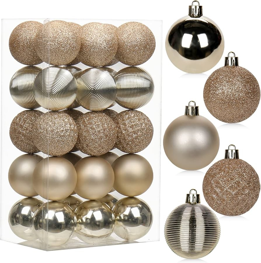 30PCS 2" Christmas Ball Ornaments Shatterproof Champagne Christmas Tree Decorations Xmas Tree Bal... | Amazon (US)