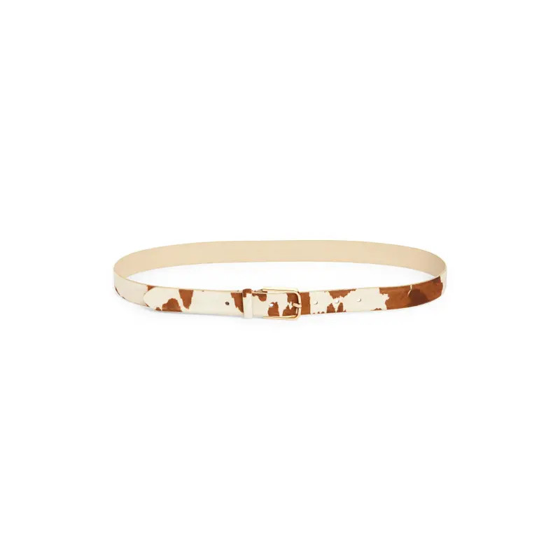 Nordstrom Yvette Genuine Calf Hair Belt in Black- Silver at Nordstrom, Size Small | Nordstrom