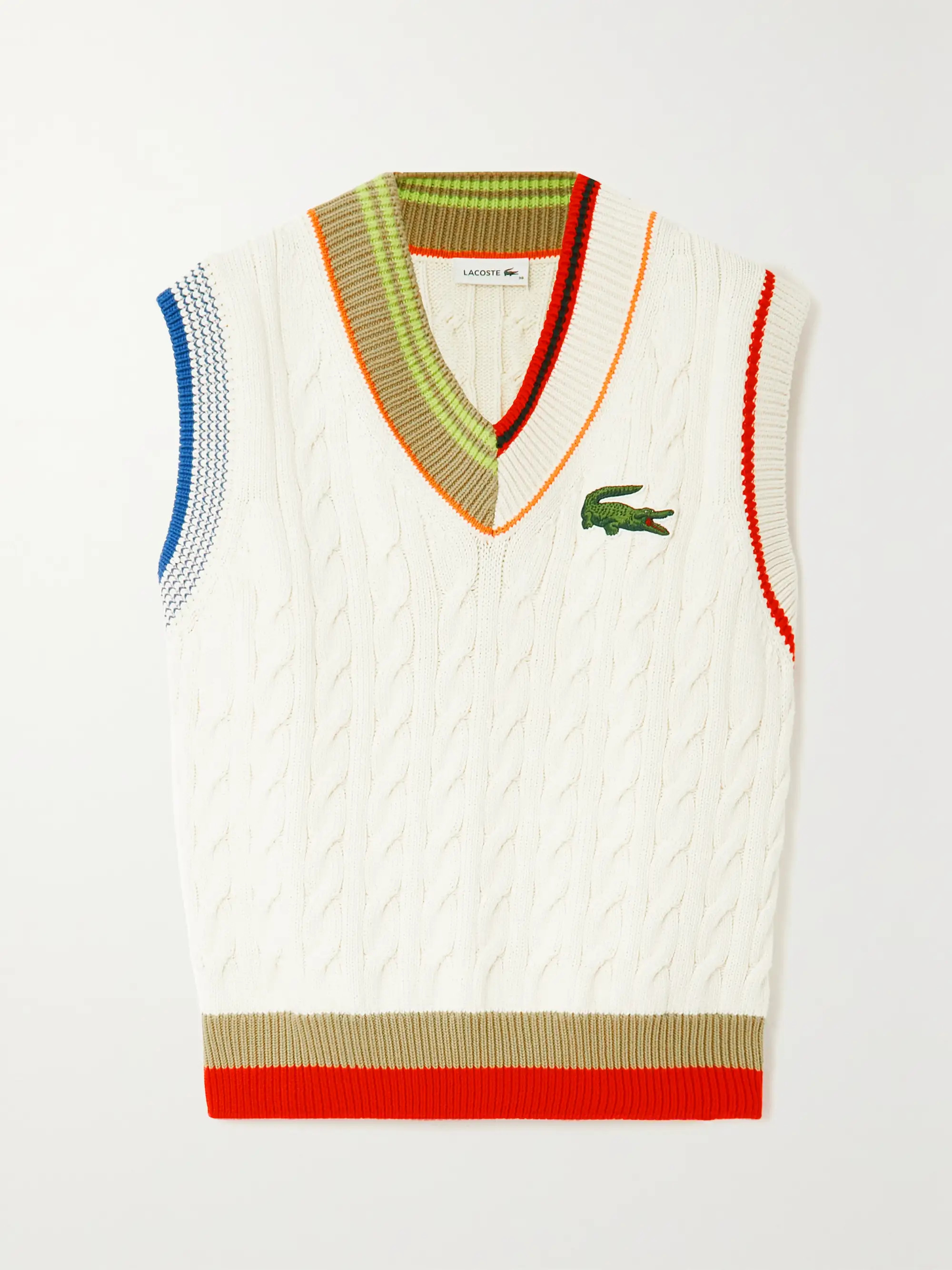 Striped cable-knit cotton vest | NET-A-PORTER (UK & EU)