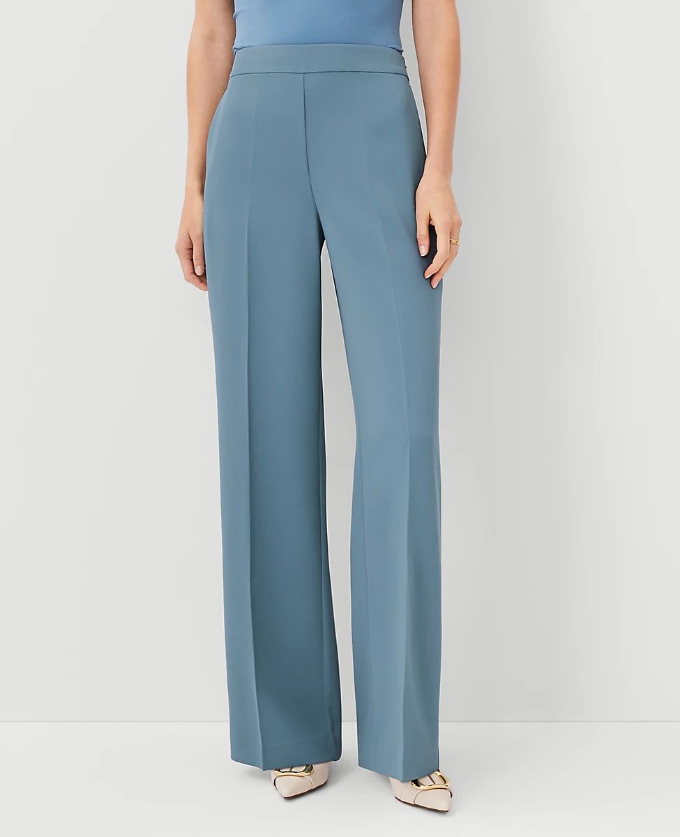 The High Rise Side Zip Wide Leg Pant in Fluid Crepe | Ann Taylor (US)