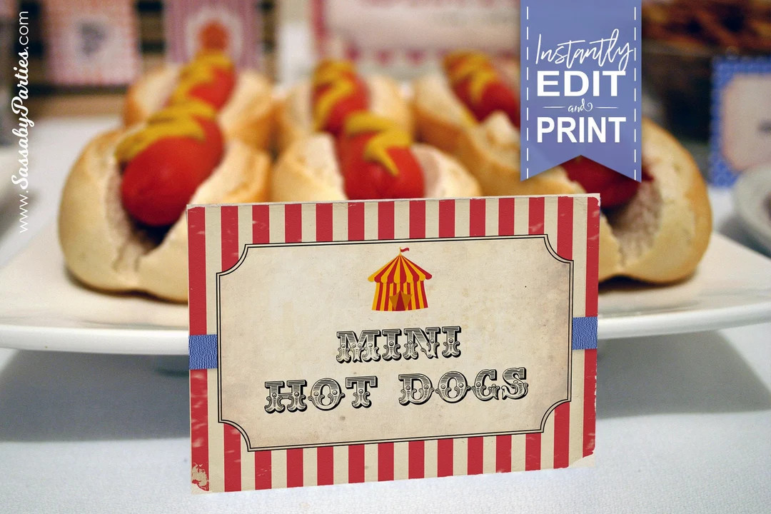 Vintage Circus Party Labels - INSTANT DOWNLOAD - Editable & Printable Birthday Decorations, Carni... | Etsy (US)