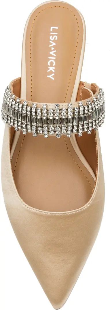 Lisa Vicky Move Crystal Embellished Pointed Toe Satin Flat | Nordstrom | Nordstrom