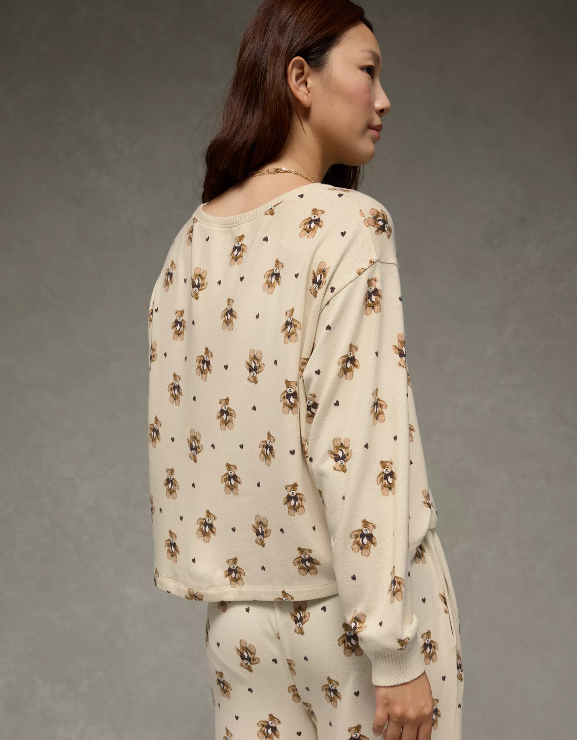 AE Luxe Plush Long-Sleeve & Pant PJ Set | American Eagle Outfitters (US & CA)