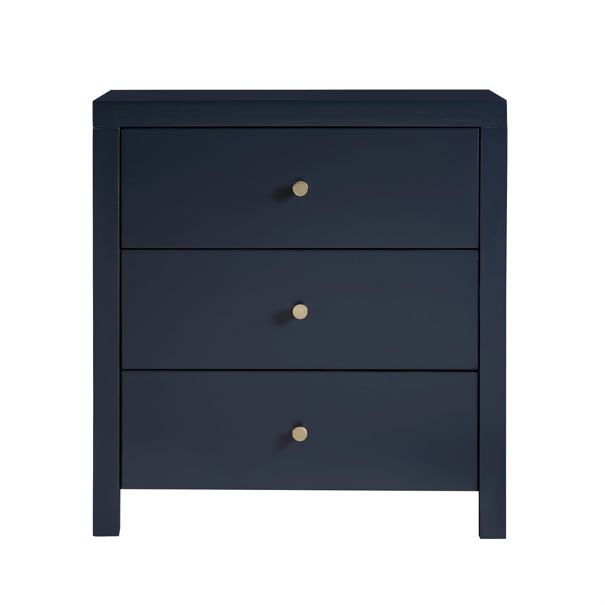 Nolan 3-Drawer Midnight Blue Painted Wood Nightstand | Amazon (US)