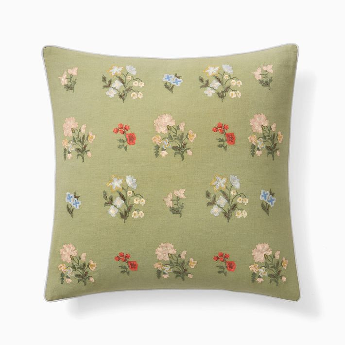 Emma Chamberlain Embroidered Floral Pillow Cover | West Elm (US)
