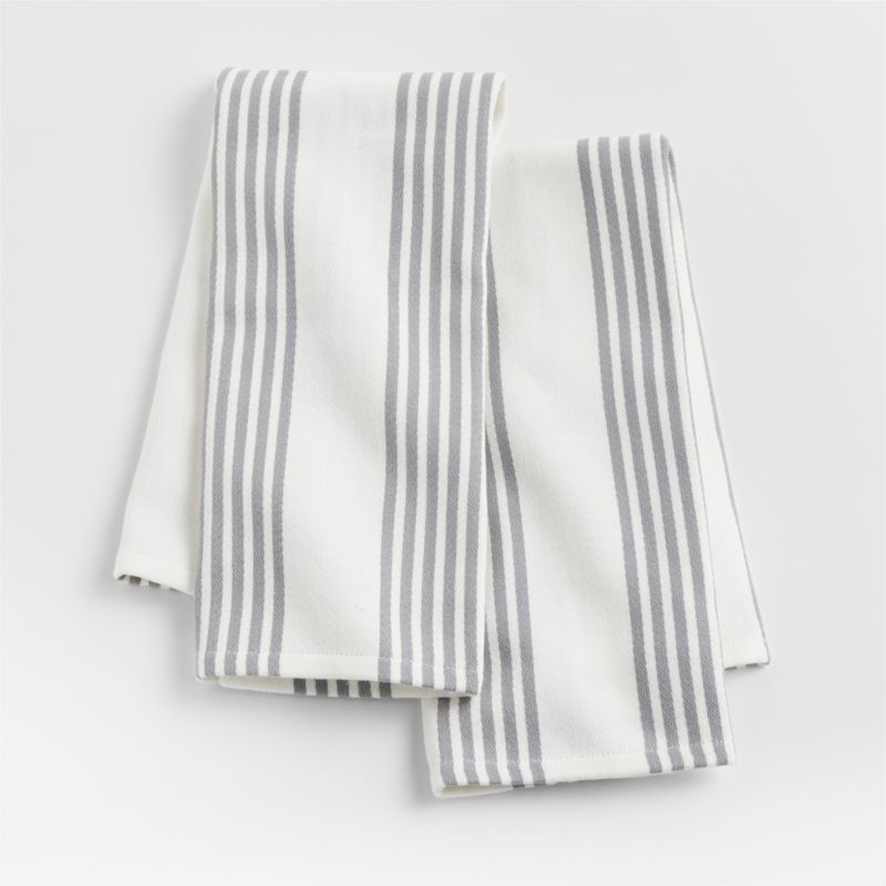 Cuisine Stripe Grey Organic Cotton Dish Towels, Set of 2 + Reviews | Crate & Barrel | Crate & Barrel