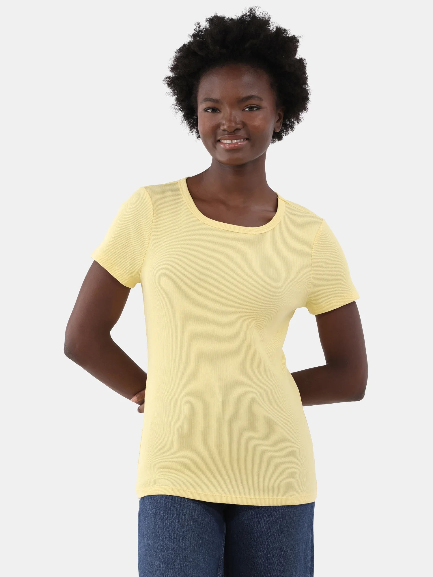 Time and Tru Women's Short Sleeve Rib Tee | Walmart (US)