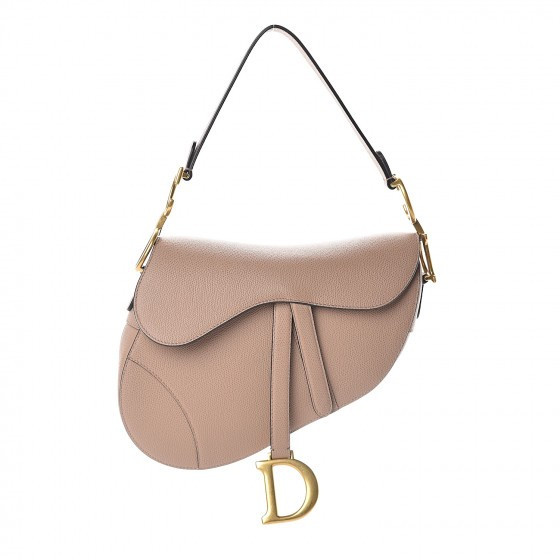 CHRISTIAN DIOR Grained Calfskin Saddle Bag Fard | Fashionphile