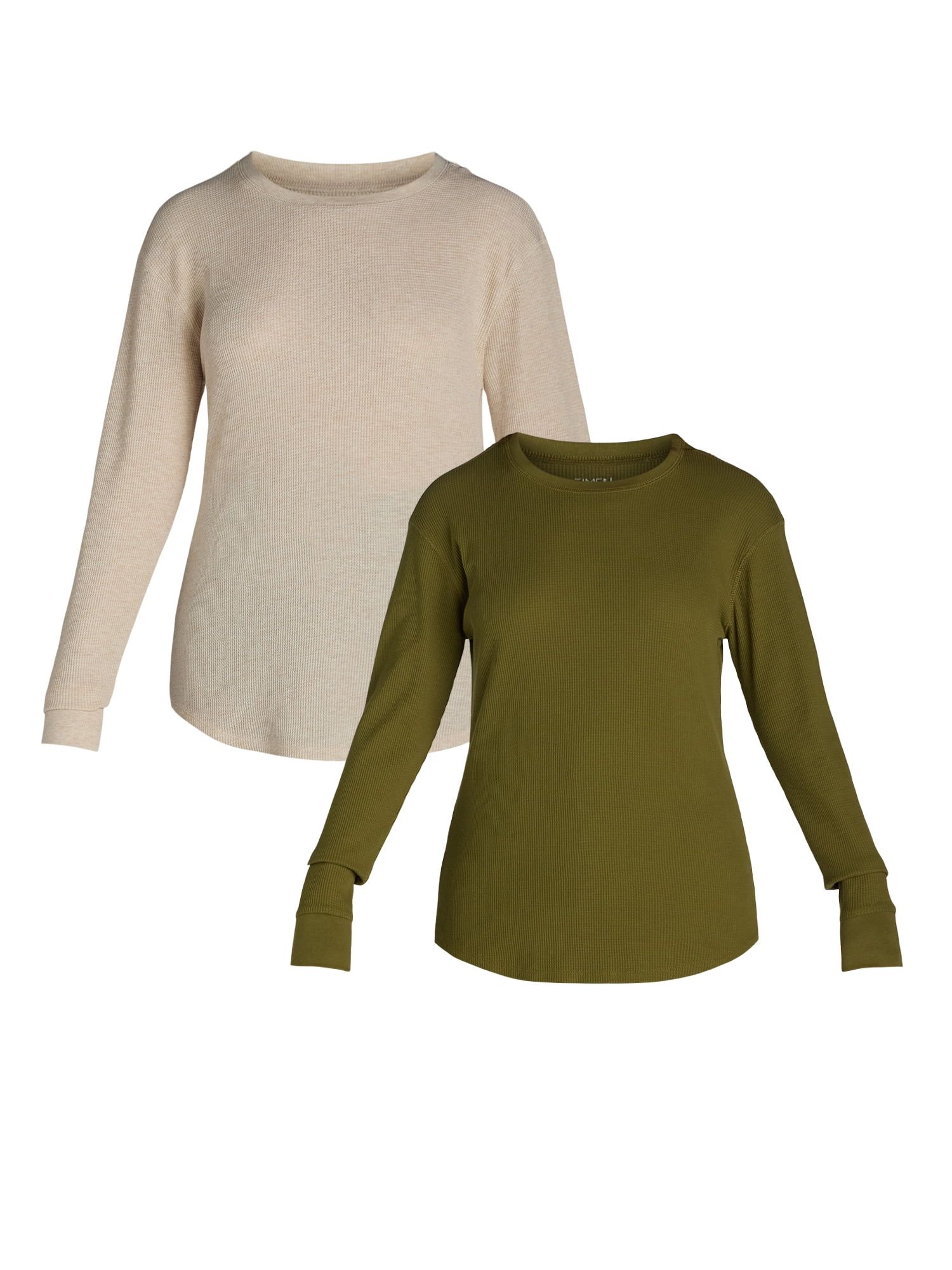 Time and Tru Women's Thermal Top with Long-Sleeves, 2-Pack, Sizes XS-XXXL | Walmart (US)