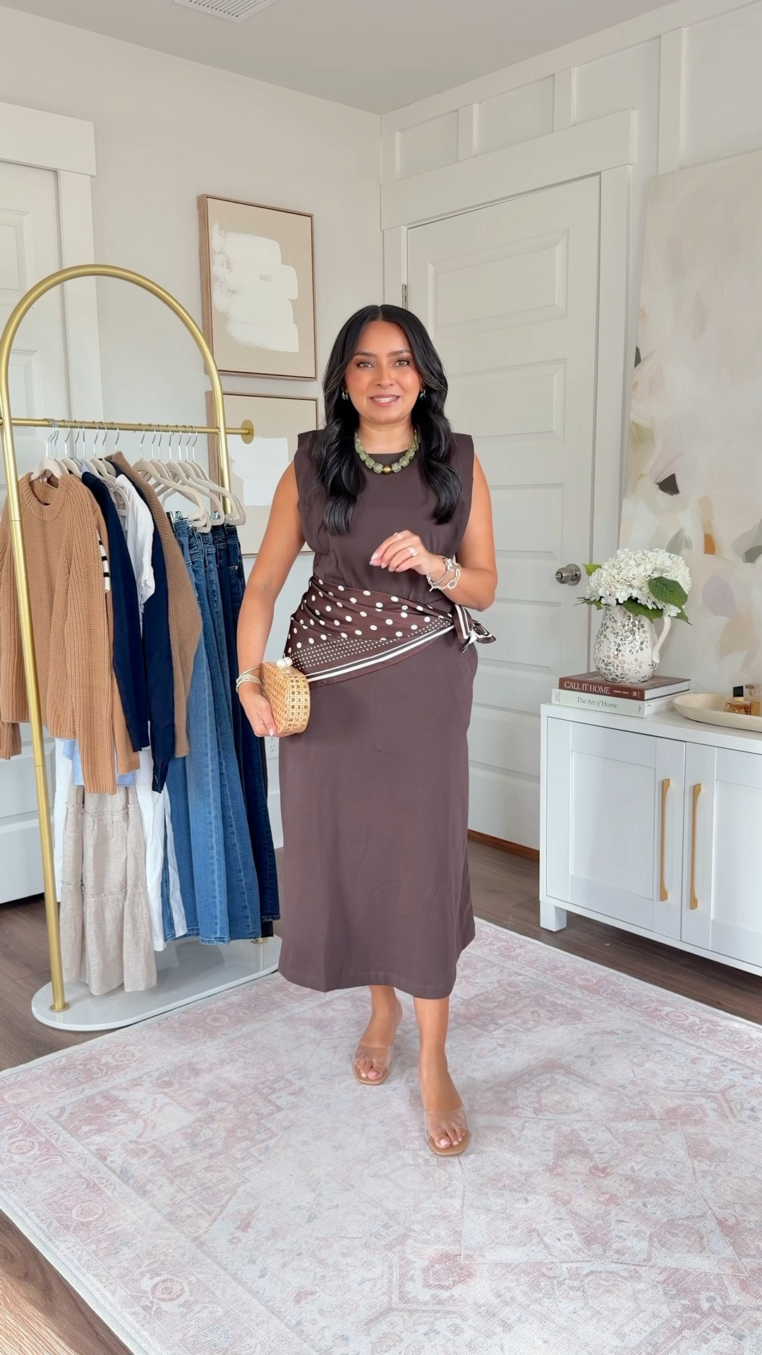 Spring Try On!
For reference: I’m 5’0, 32b bra size, and 2/26 in bottoms, pear shaped. 
*Everything I share is unaltered! TTS means true to size. Between size 5-6.5 in shoes

Brown java dress size xs petite TTS
Clear heels size 5 TTS

#LTKdayinmylife #LTKootd #LTKgrwm