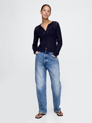 Linen-Blend Pointelle Cardigan | Gap (US)