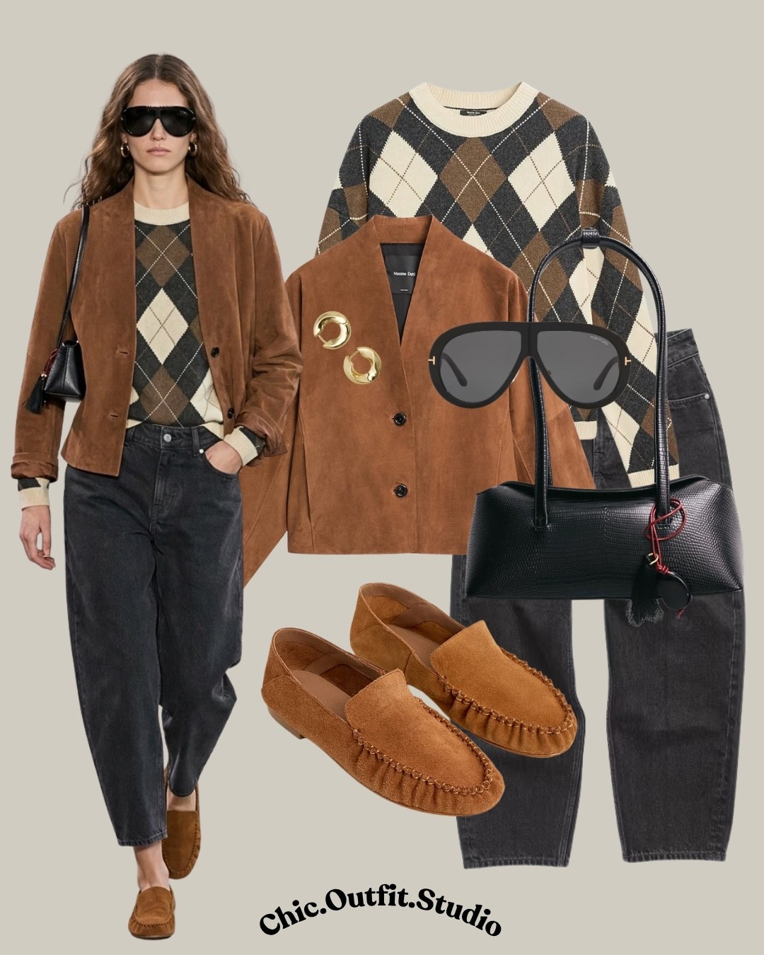 🤎 Argyle Sweater + Suede Jacket + Dark Denim

✨An argyle knit layered under a rich brown suede jacket and paired with relaxed dark-wash denim creates a classic fall outfit with a refined heritage feel. The warm camel tones, black leather handbag, and suede loafers add depth while keeping the look effortless and sophisticated. 

✨Perfect for office days, business casual settings, weekend brunch, autumn travel, coffee dates, casual lunches, or dinner plans. A timeless combination of knitwear, suede, and denim that works beautifully throughout the fall season.

✨Tags: argyle sweater outfit women, brown suede jacket outfit, fall sweater outfit women, suede blazer outfit women, dark wash jeans outfit, fall workwear women, brown loafers outfit women, preppy fall outfit women, classic fall style, heritage style outfit, business casual fall outfit, European fall fashion, autumn capsule wardrobe, elevated denim outfit, neutral fall outfit, timeless fall outfit women

#LTKautumn #LTKbag #LTKshoes